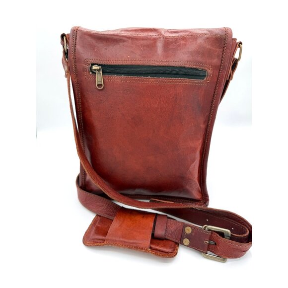 Komal’s Passion Leather Handmade Crossbody Messenger Bag Vintage Brown Satchel - Picture 6 of 11